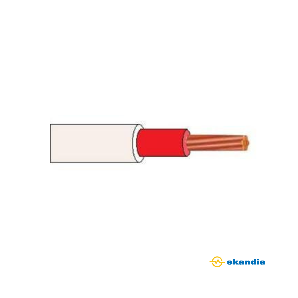 16mm SDI PVC RED/WHITE - Single double insulated PVC 100mtr Reel