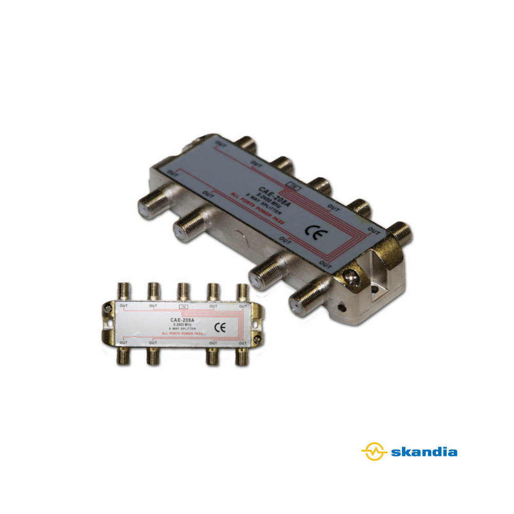 8 Way Digital TV, Satellite, Pay TV Splitter - Power Pass on all Legs F Type 5-2400GHz Pay TV Approved