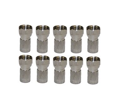 RG6 F Type Quad Shield Twist on Connectors - Pack of 10