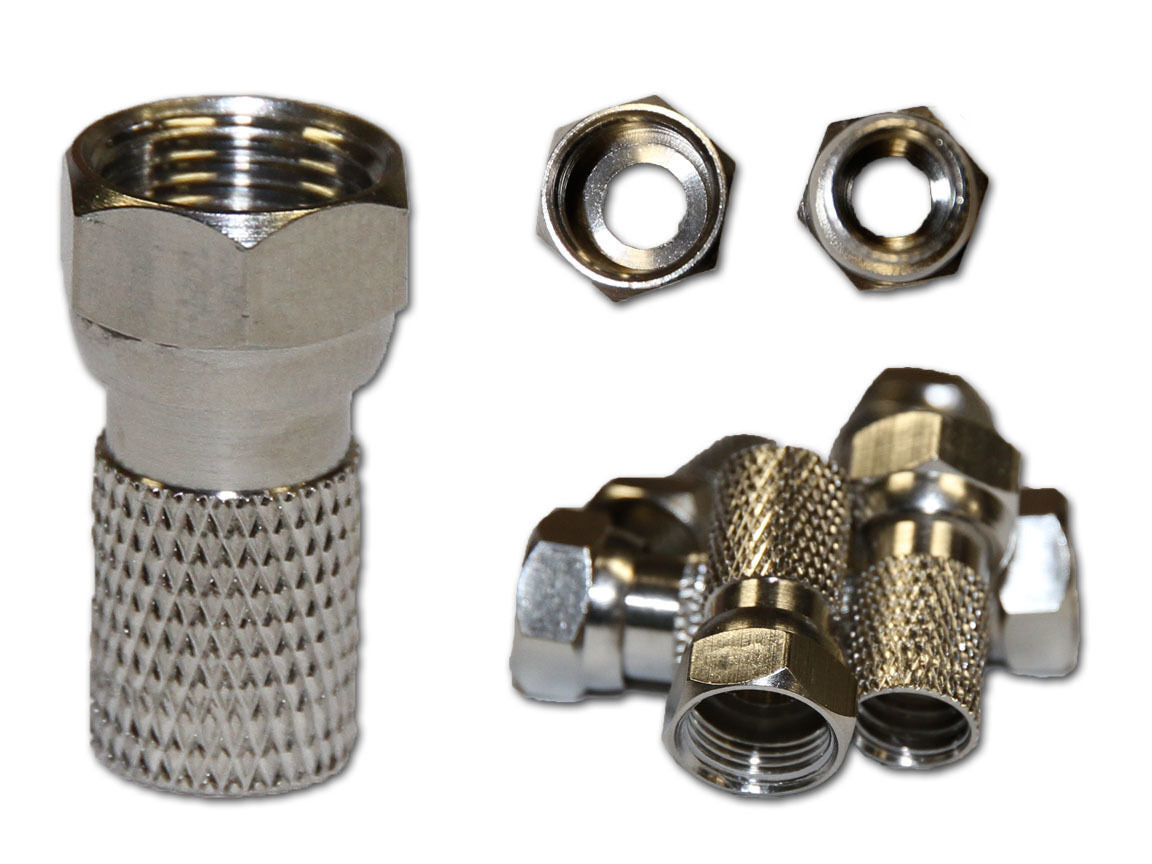 RG6 F Type Quad Shield Twist on Connectors - Pack of 10