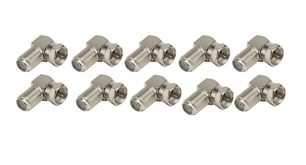 F Male to F Female Right Angle Adapter - Pack of 10