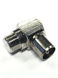 Right angled f-female to pal male adaptor