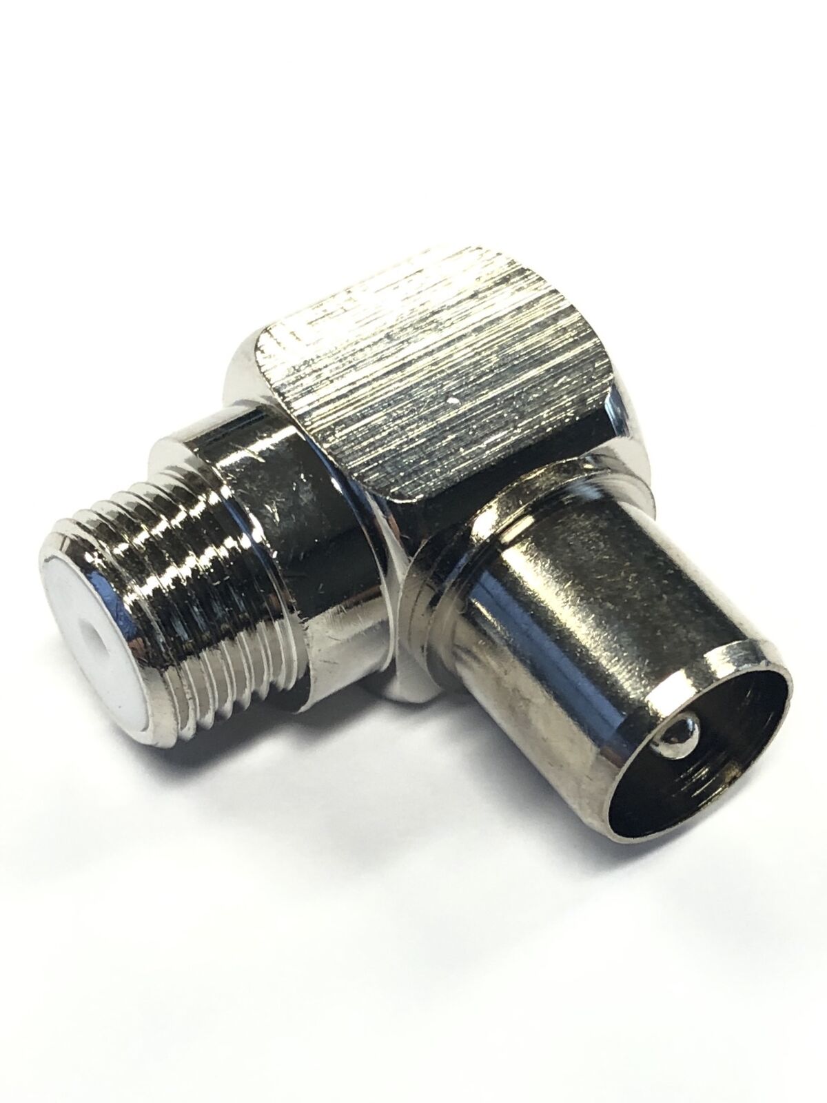 Right angled f-female to pal male adaptor