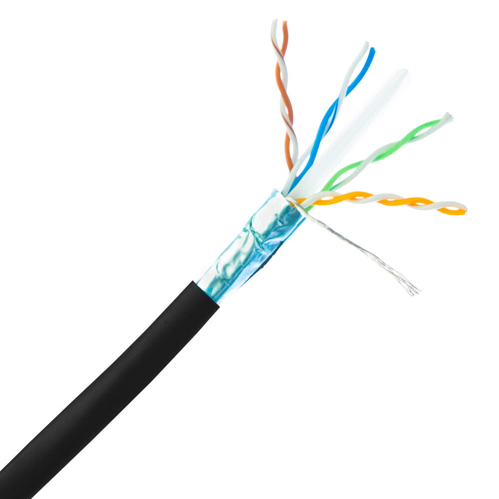 CAT6 F UTP shielded UV cable Black PVC Outdoor - By the Meter - Approved and independently tested in Australia
