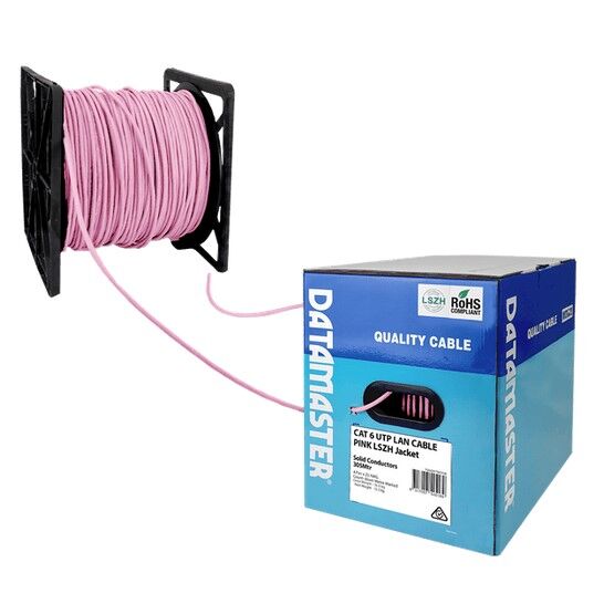 Cat6 Solid UTP Cable 305m Reel In Box Pink