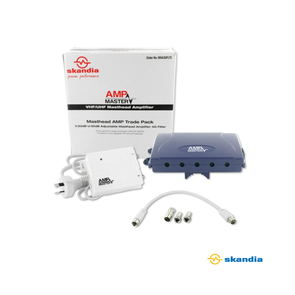 TV Signal Masthead Amplifier - UHF / VHF Adj Masthead RF Amplifier with Power injector