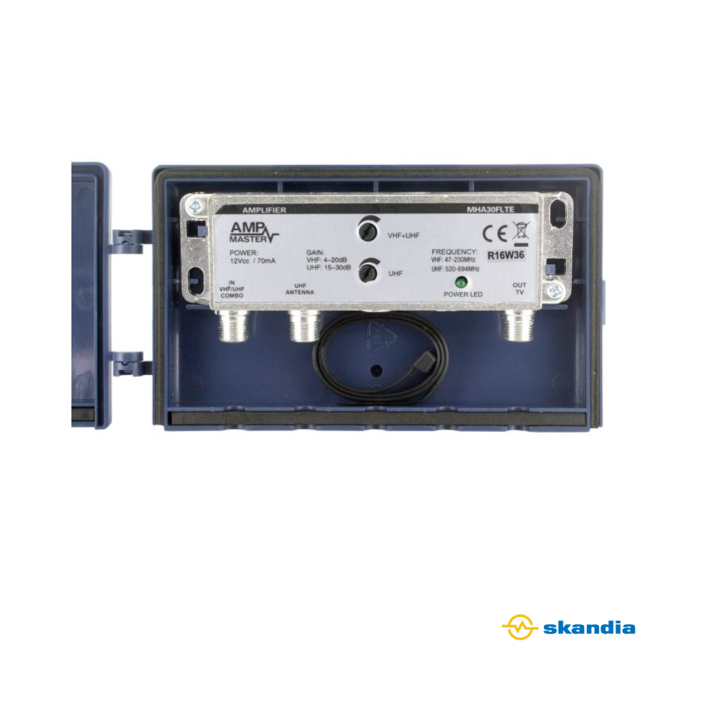 TV Signal Masthead Amplifier - UHF / VHF Adj Masthead RF Amplifier with Power injector