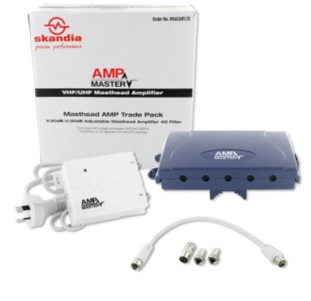 TV Signal Masthead Amplifier - UHF / VHF Adj Masthead RF Amplifier with Power injector