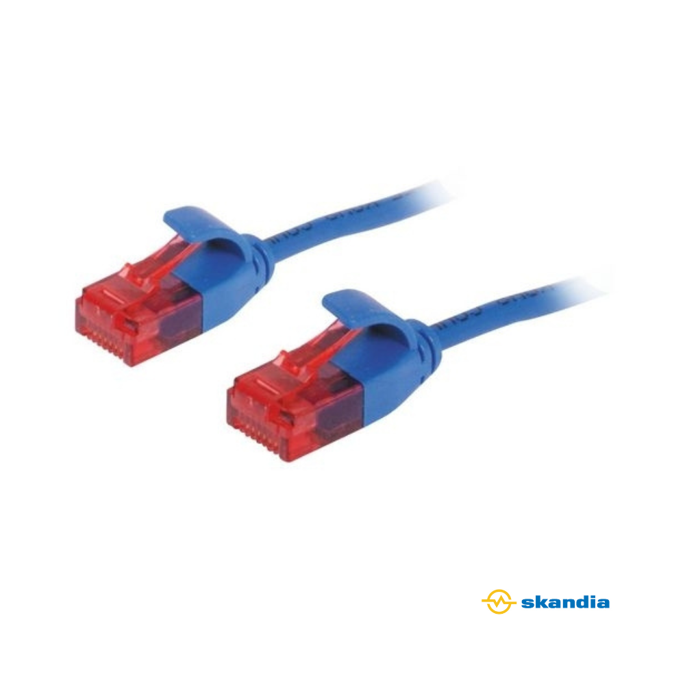 CAT6A RJ45 Slim Patch Cable 1Mtr Blue