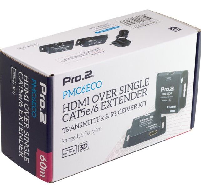 PMC6ECO HDMI OVER SINGLE CAT6 EXTENDER - FTP CAT5E CAT6 UPTO 60M POC