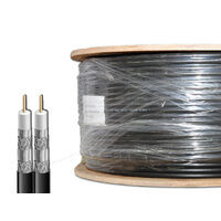 RG6 Quad Siamese/Shotgun Coax Cable 150m Reel - 2 X Digital RG6 Quad Coaxial Cables Stuck together