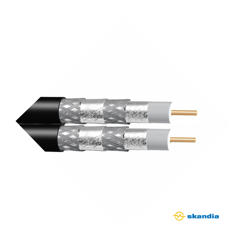RG6 Quad Siamese/Shotgun Coax Cable 150m Reel - 2 X Digital RG6 Quad Coaxial Cables Stuck together