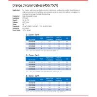 6mm 4 Core + Earth Orange Circular Cable - 7/104 x 4C+E ORE CIRC 100mtr reel