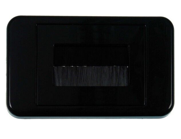Flush Wall Plate with Brushed Entry for Cables - Black