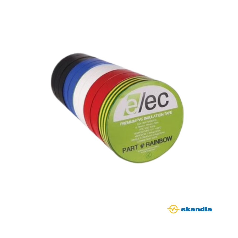 Premium Rainbow Insulation Tape 18mm x 20m Rainbow - 10 pack